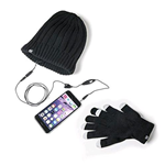 CELLY WINTERKIT17BK KIT CAPPELLO IN MAGLIA CON AURICOLARI INTEGRATI CAVO 1.2MT JACK 3.5MM + GUANTI PER TOUCH SCREEN COLORE NERO