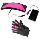 CELLY KIT SPORT GUANTI TOUCH SCREEN + FASCIA SPORTIVA CON AURICOLARI ROSA/NERO